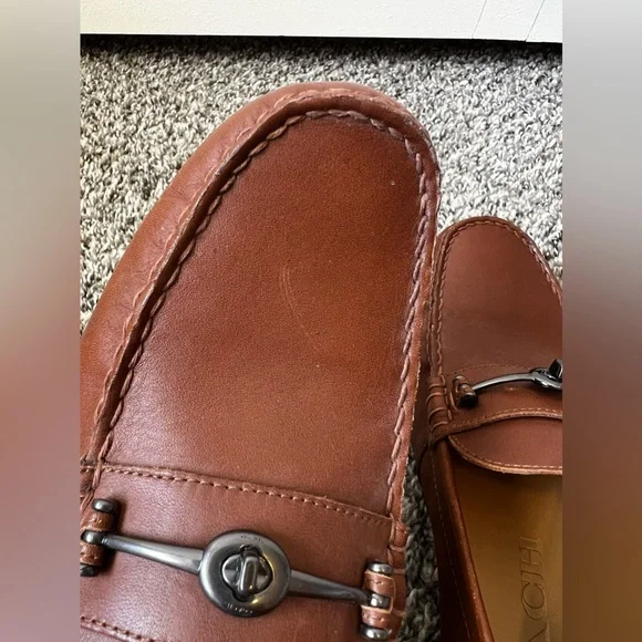 Coach Men’s Brown Dark Saddle Mott Driver Leather Loafers Shoes Size 7.5 - Picture 15 of 16
